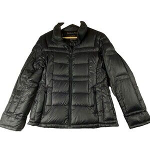 Calvin Klein Women's M Black Puffer Jacket Packable Duck Down Light Coat *READ